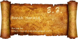 Benik Harald névjegykártya